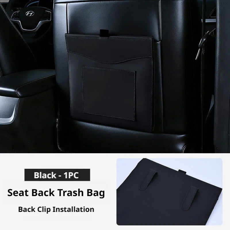 SEAMETAL Car Back Seat Trash Bin with Lid Leakproof Hanging Garbage Organizer Foldable Waterproof Seatback Storage Garbage Bin
