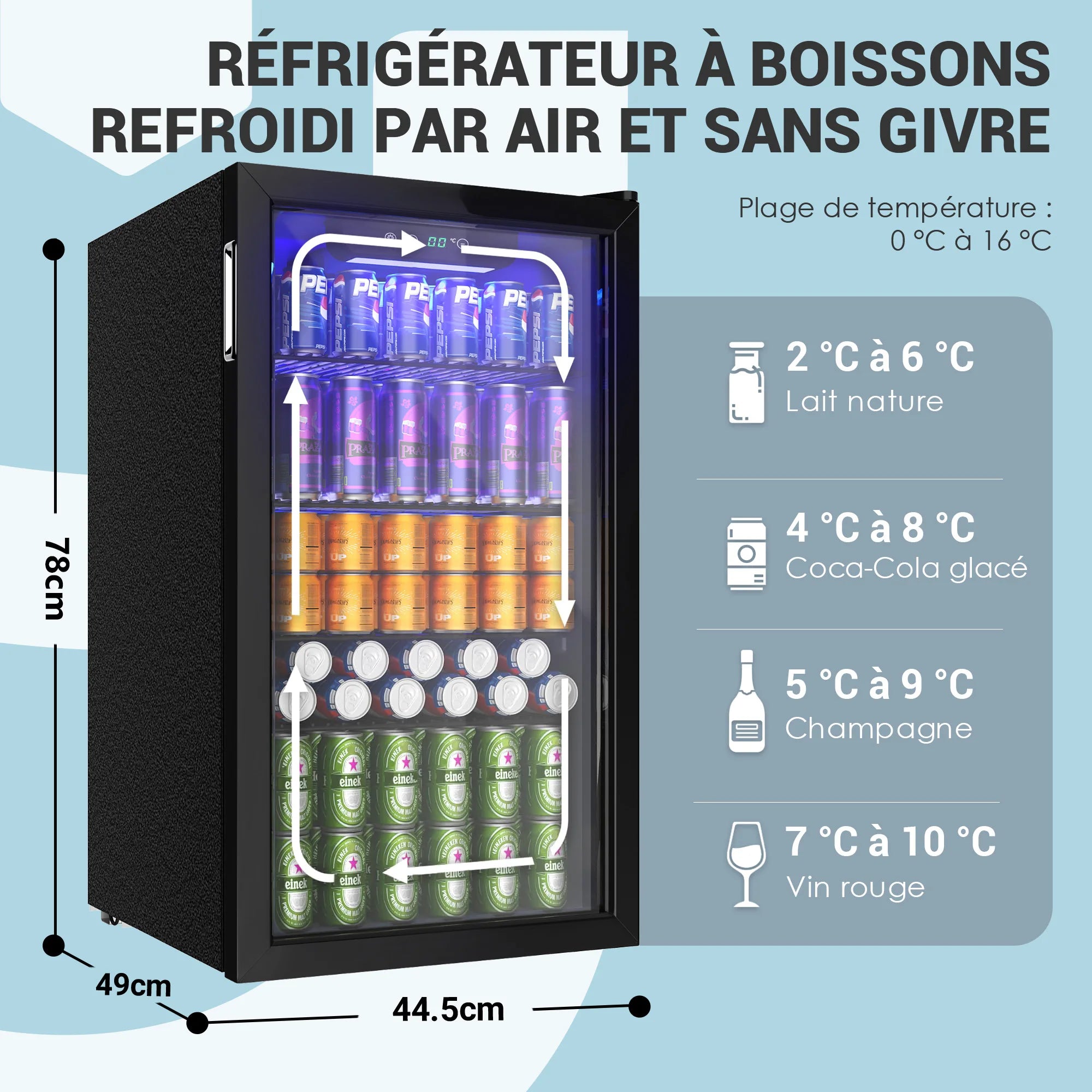 90L Drinks Refrigerator with Glass Door, 126 Can Storage