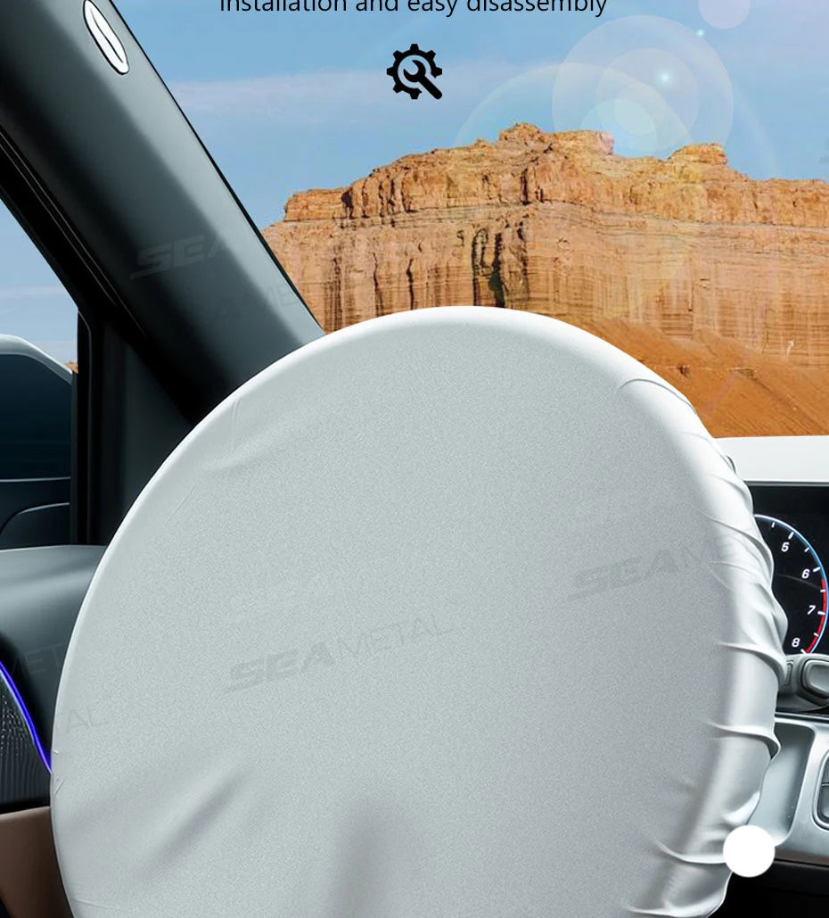 SEAMETAL Steering Wheel Sun Protection Cover Universal Steer Wheel Sun Shade Protector Heat Insulation Prevent Aging Sunshade
