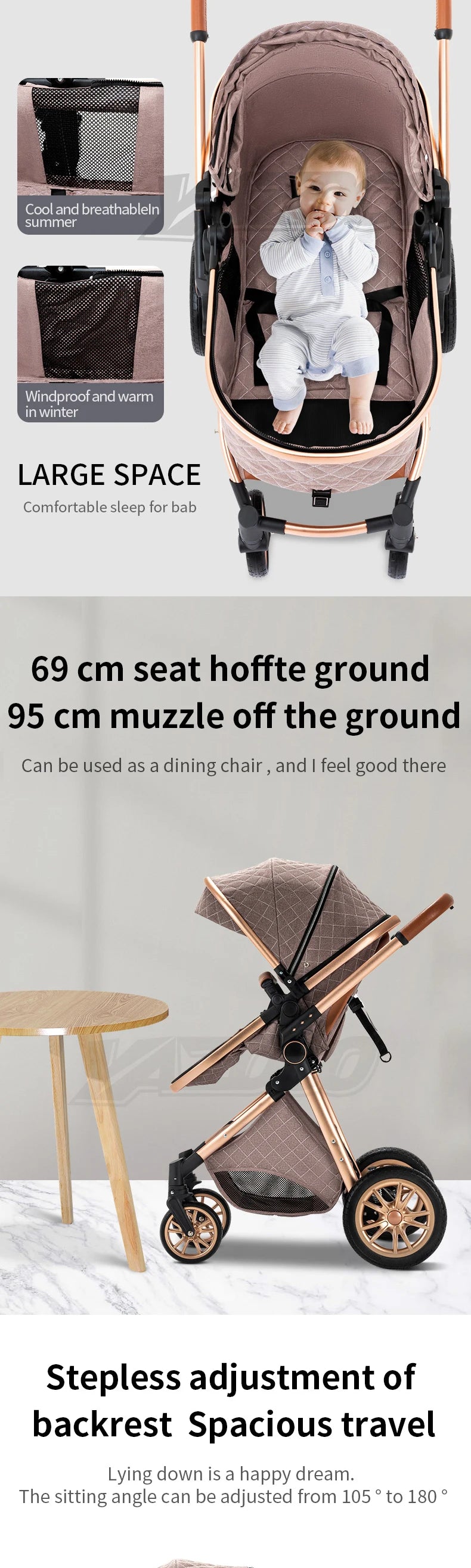 Newest 3‑in‑1 Baby Stroller Portable Travel Carriage