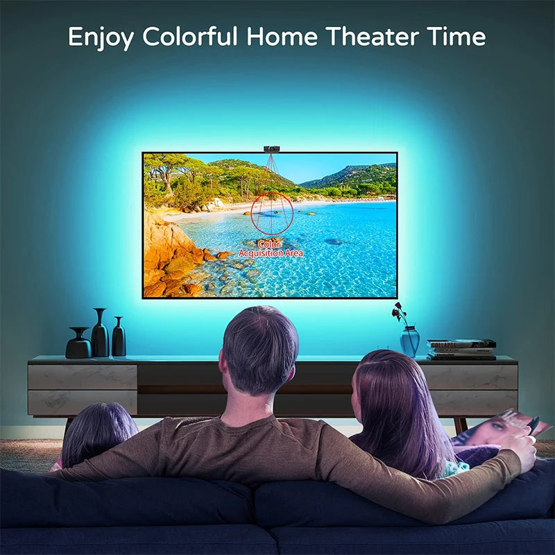 Kit de iluminação traseira RGBIC para TV com câmara
