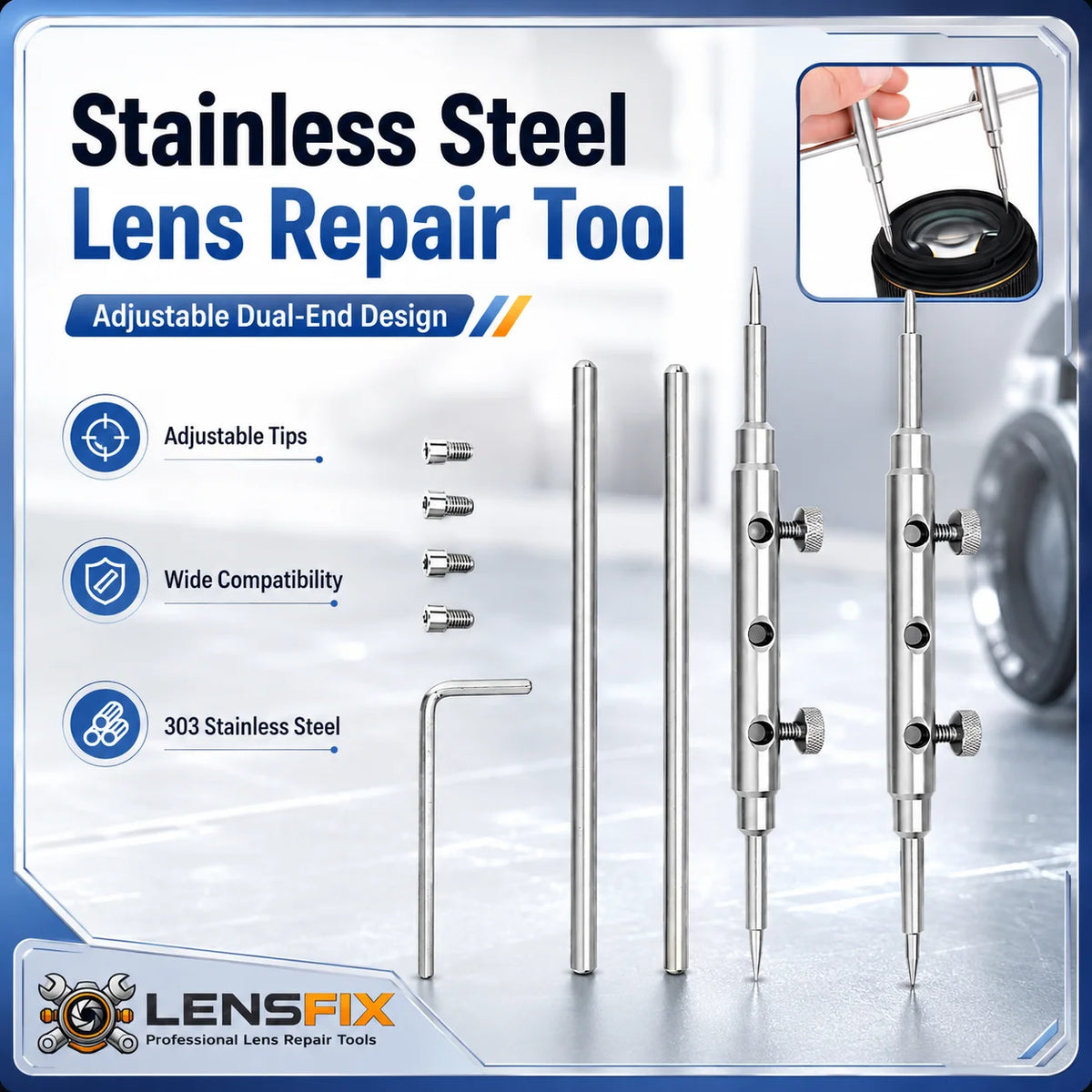 Adjustable Stainless Steel Camera Lens Spanner