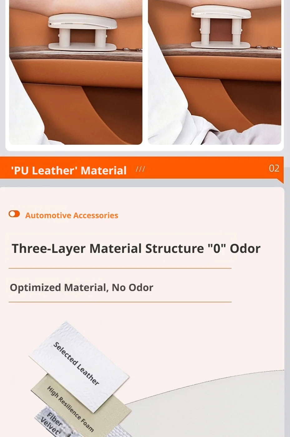 SEAMETAL Universal Car Door Armrest Pad 3-Layer Cushion Structure Adjustable Height Relieve Arm Fatigue PU Leather Car Armrest