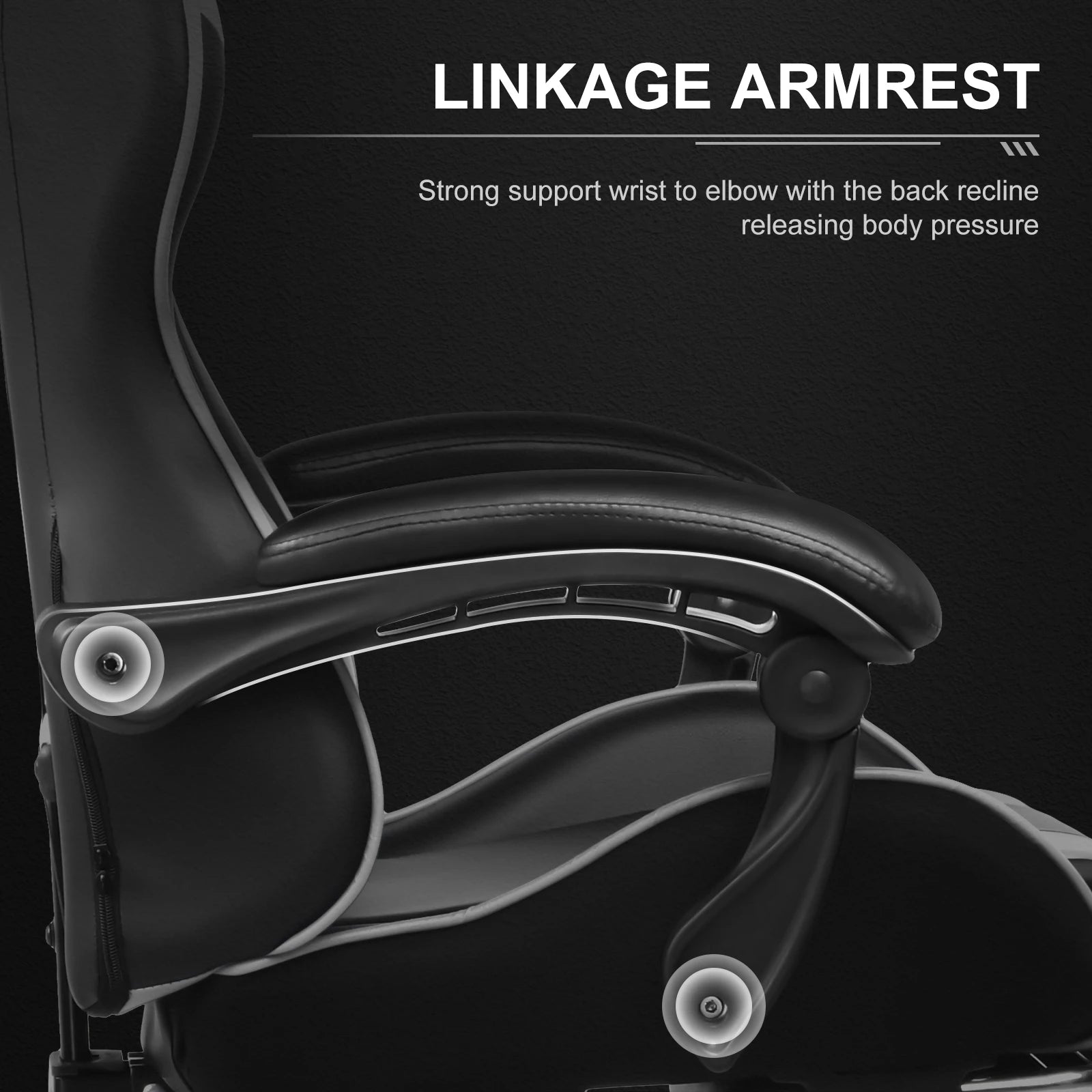 Gaming Chair with Footrest, Lumbar Support & Headrest, Swivel Seat