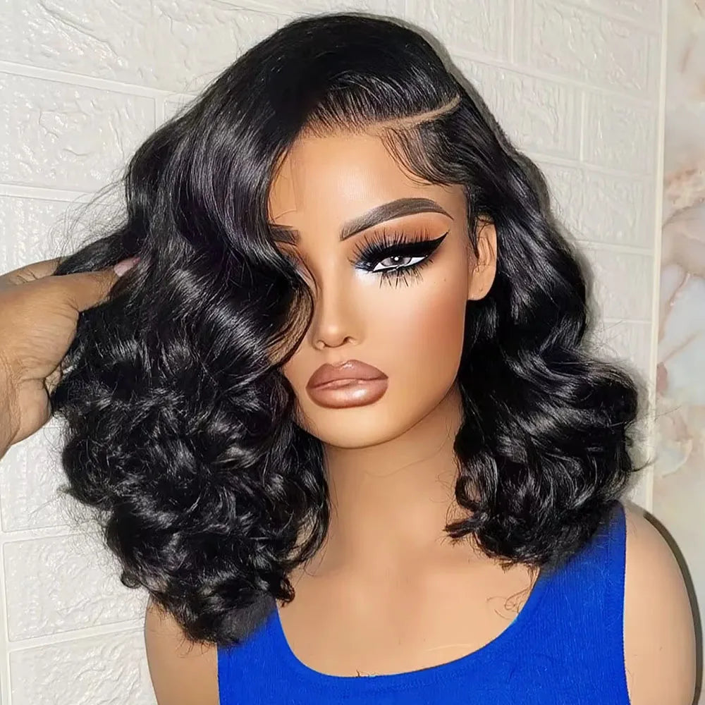 220% Density Body Wave Glueless Human Hair Bob Wig