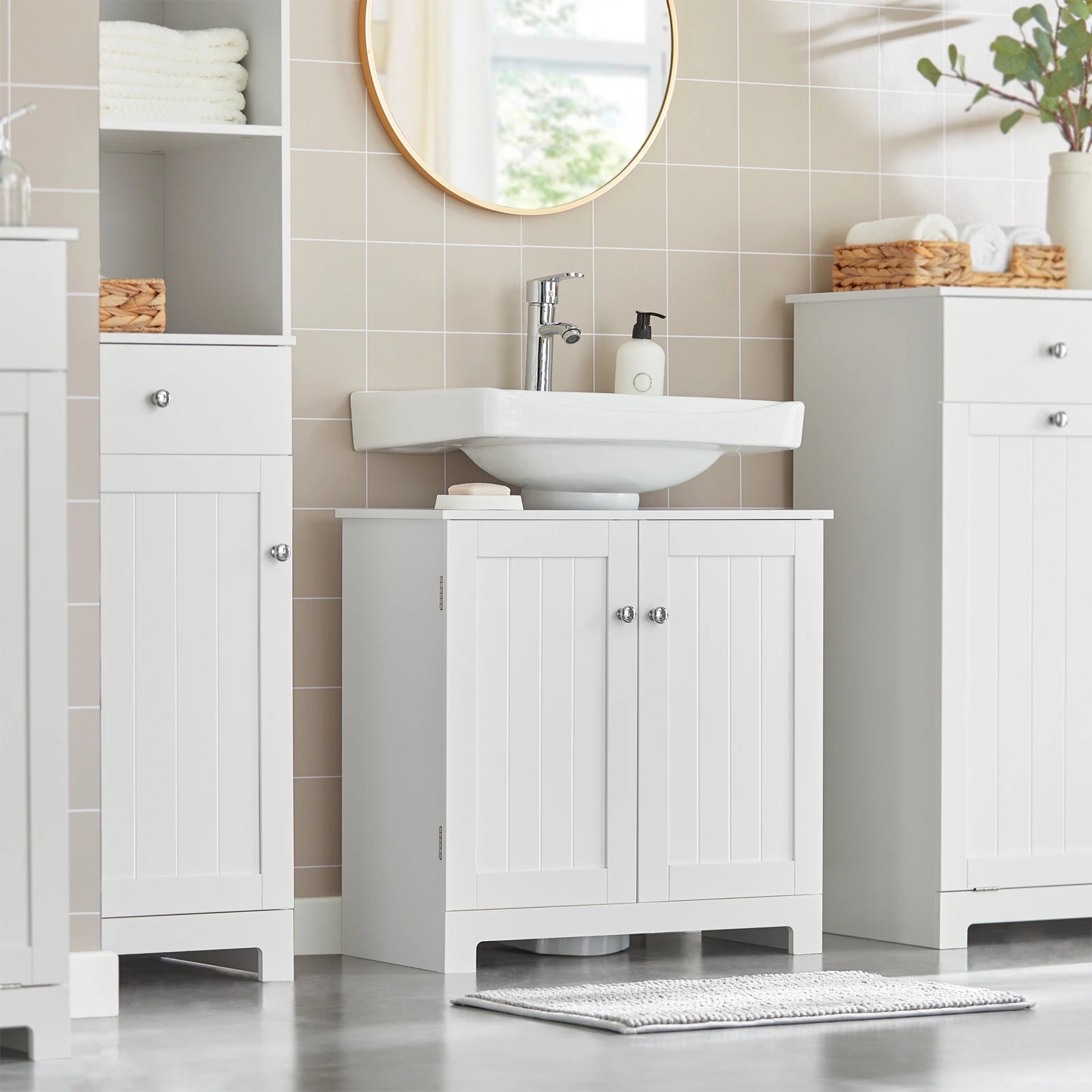 Under Sink Bathroom Cabinet with U-Shape Storage 60x60x30cm