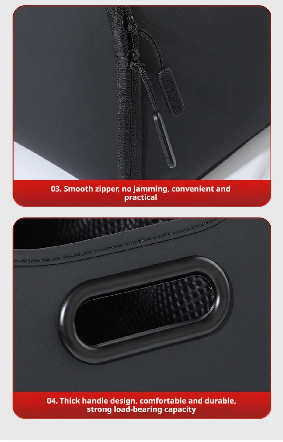 SEAMETAL Large Capacity Car Seat Organizer Universal Portable Storage Bag Zipper Side Opening Design Wear-Resistant Pu Leather