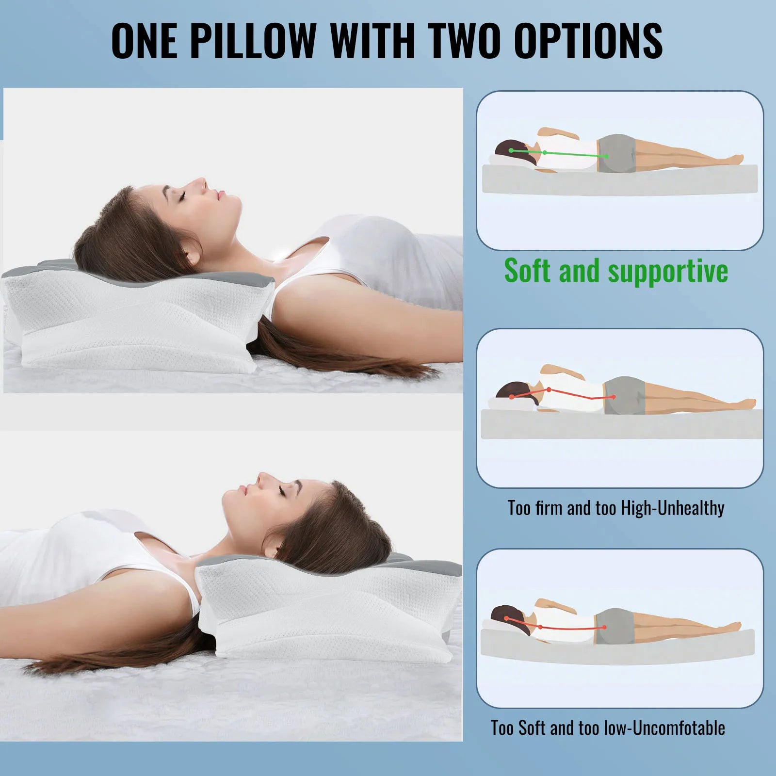 Memory Foam Nackkudde med Kylande Andningsbart Överdrag