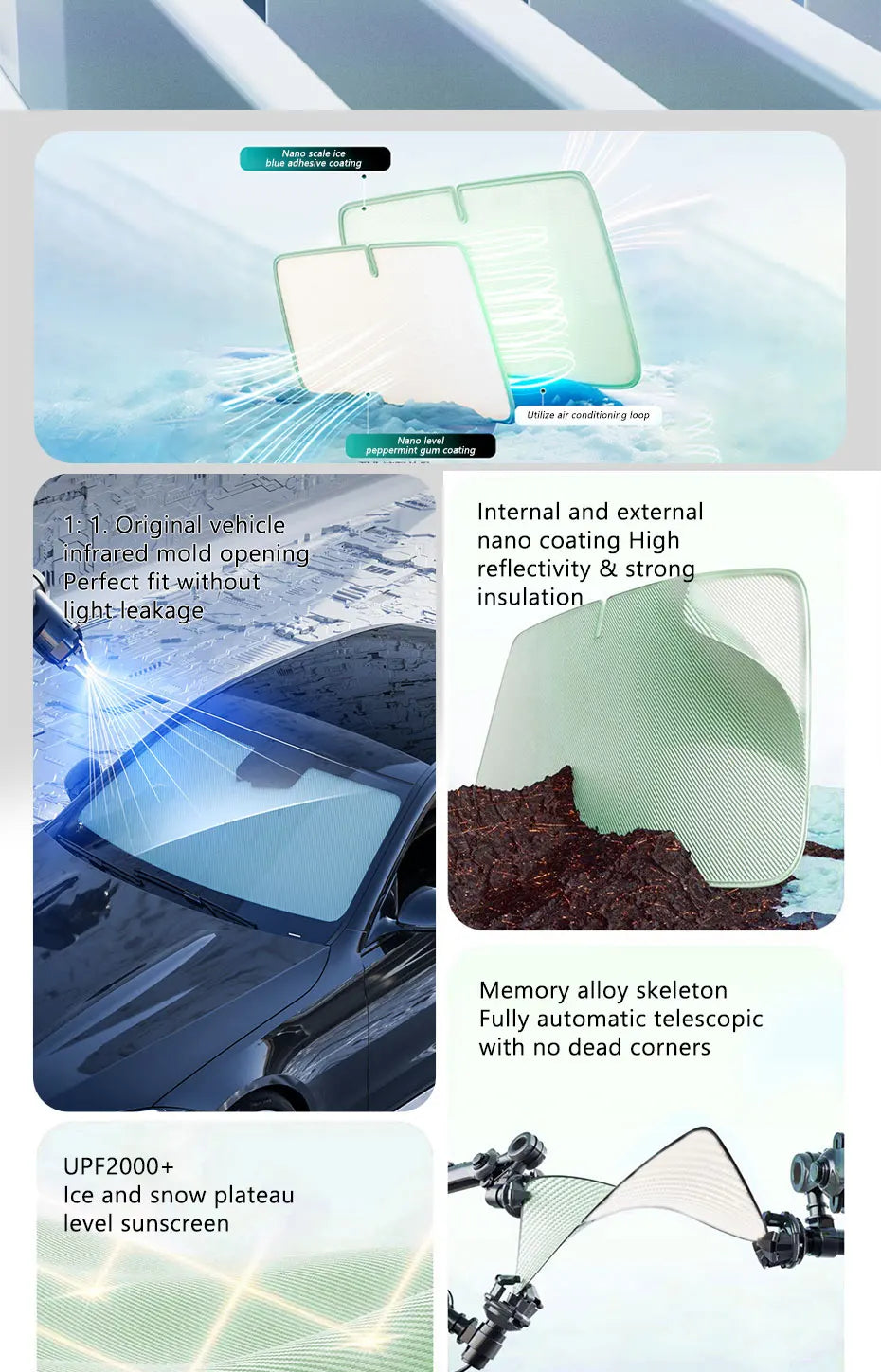 SEAMETAL Newest Windshield Sun Shade for Car UV-Reflective Cooling Car Interior Sunshade Universal Sun Protection Cover Curtains