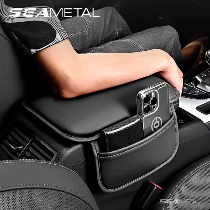 SEAMETAL Car Arm Rest Extension Cushion Anti Scratch PU Leather Armrest Cover Universal Auto Center Console Box Protector Pad