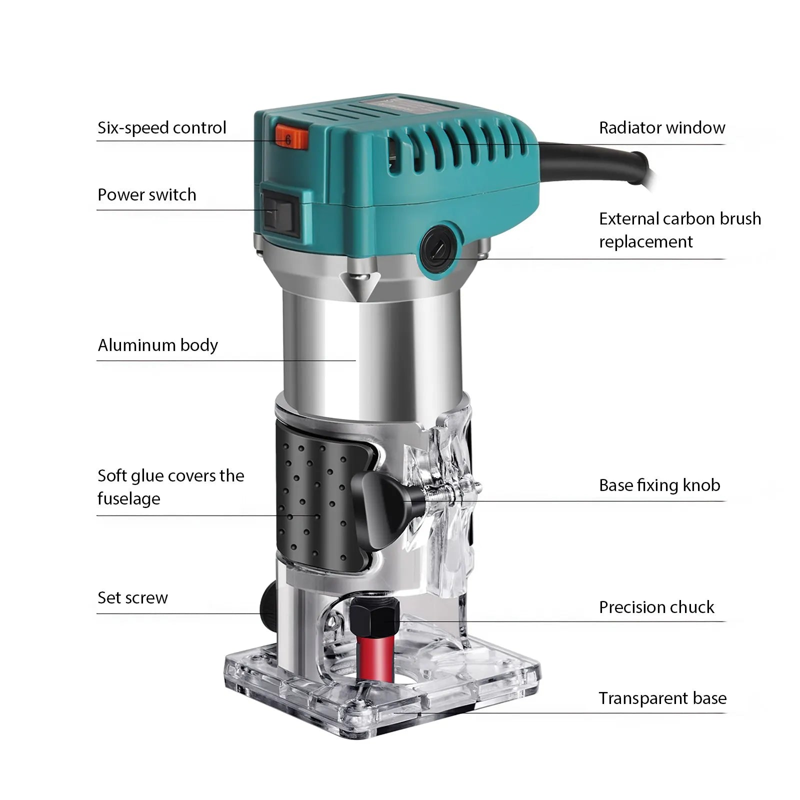 2000W elektrisk kanttrimmer för träbearbetning precision
