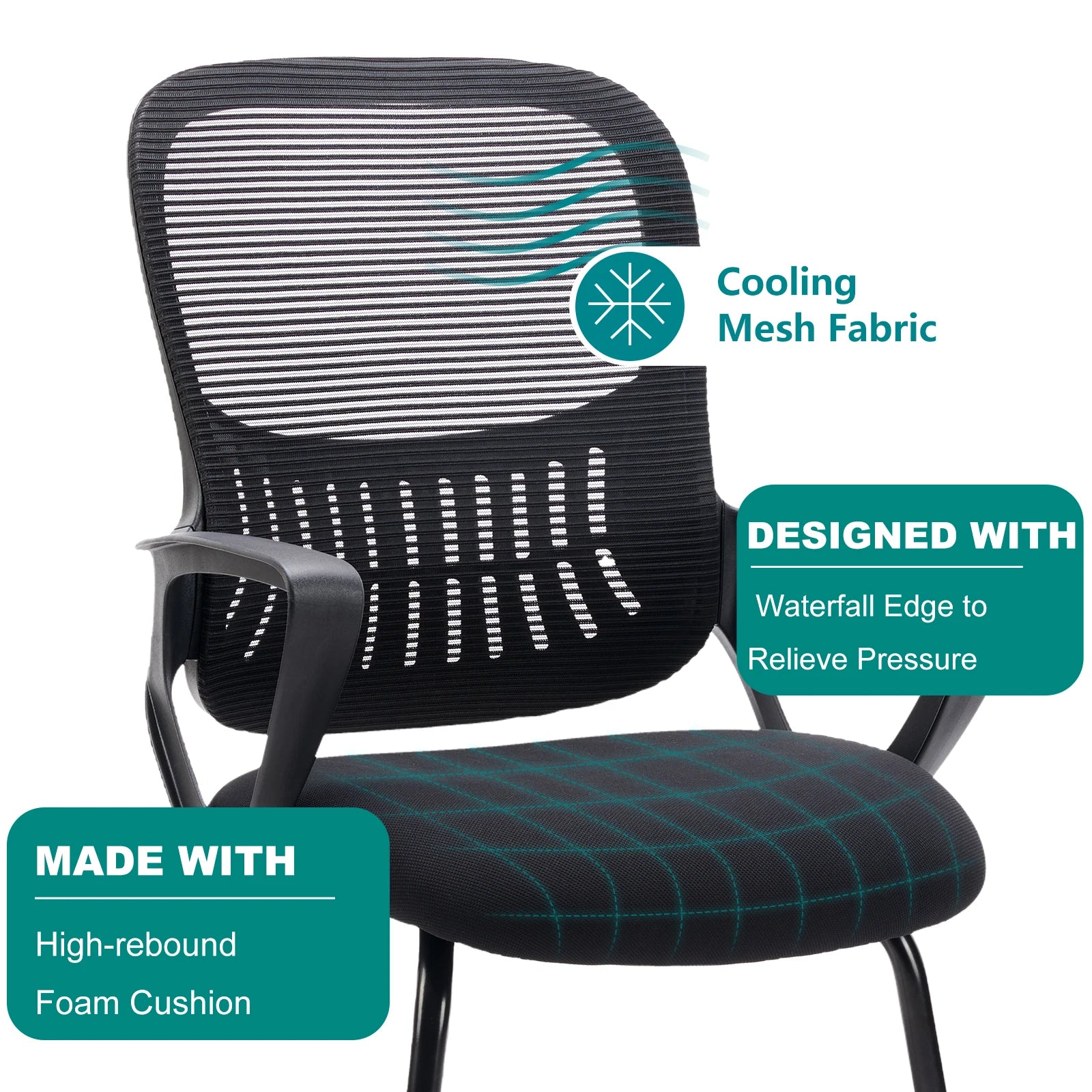 Ergonomic Office Chair No Wheels with Mesh Lumbar Support