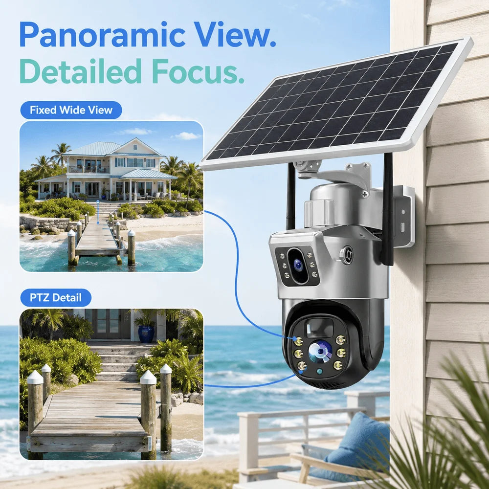 Solar 4G PTZ Outdoor Dual Lens Security Camera