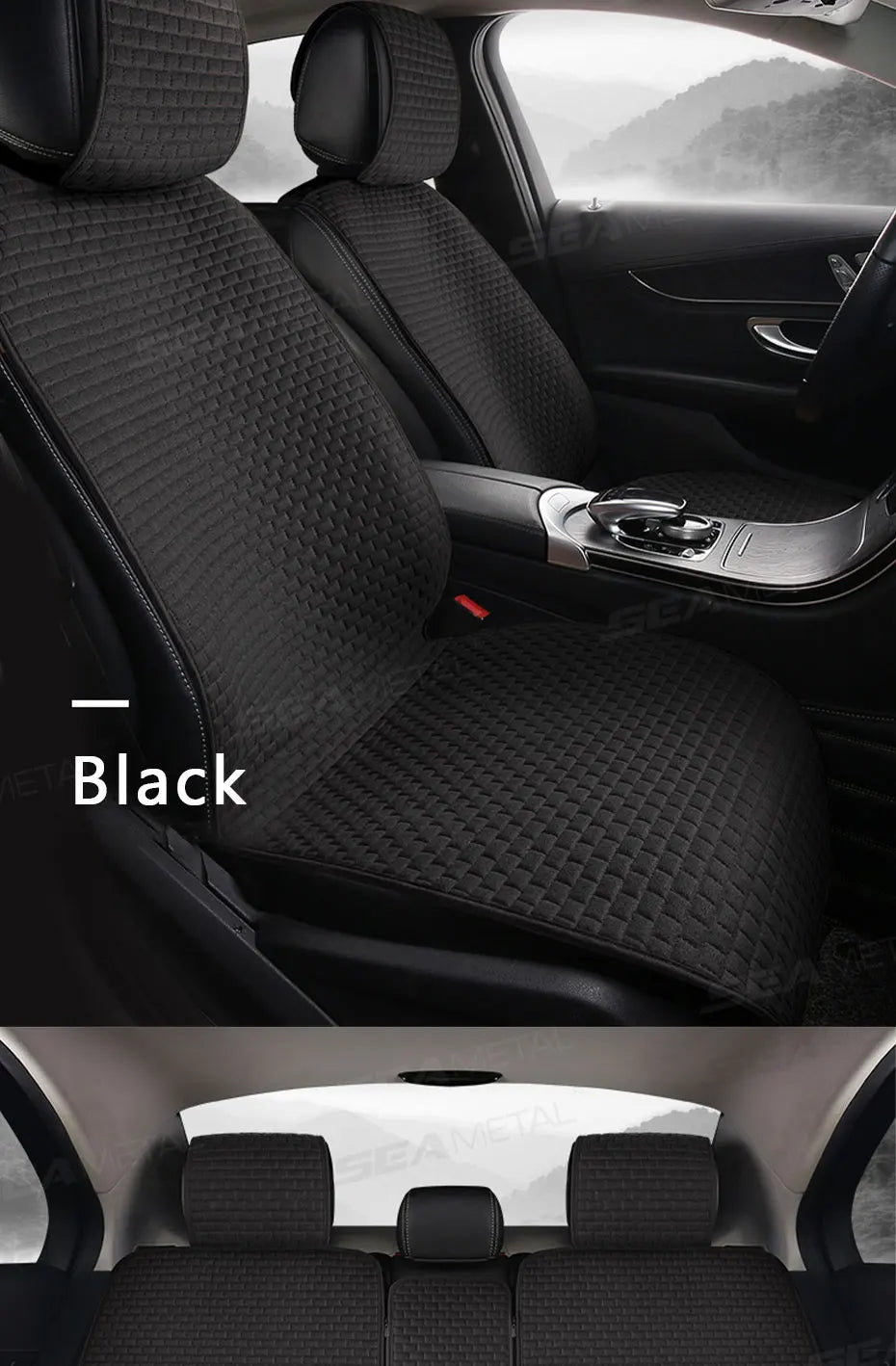 SEAMETAL Breathable Car Seat Cover 100% Linen Cooling Seat Cushion Wear-Resistant Sweat-Absorbing Seat Protector for Suv Sedan
