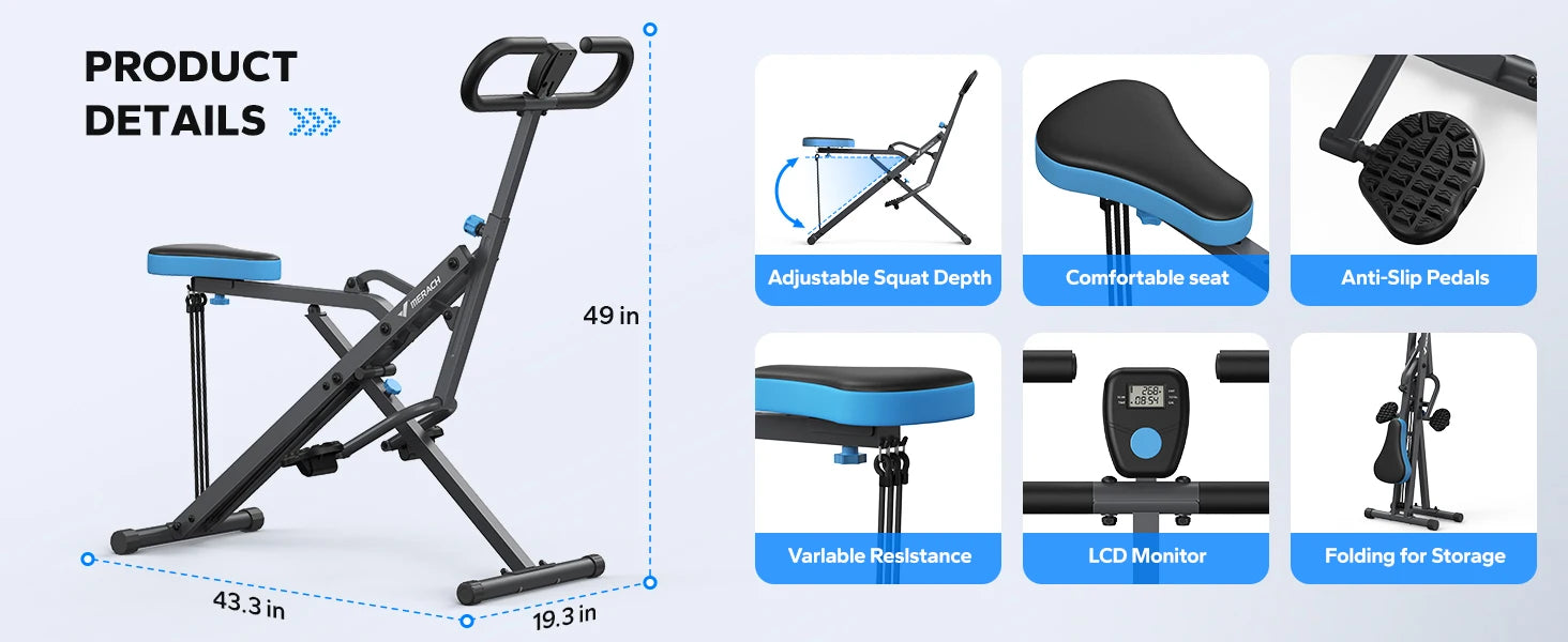 2-in-1 Squat and Rowing Machine Foldable Home Gym Trainer
