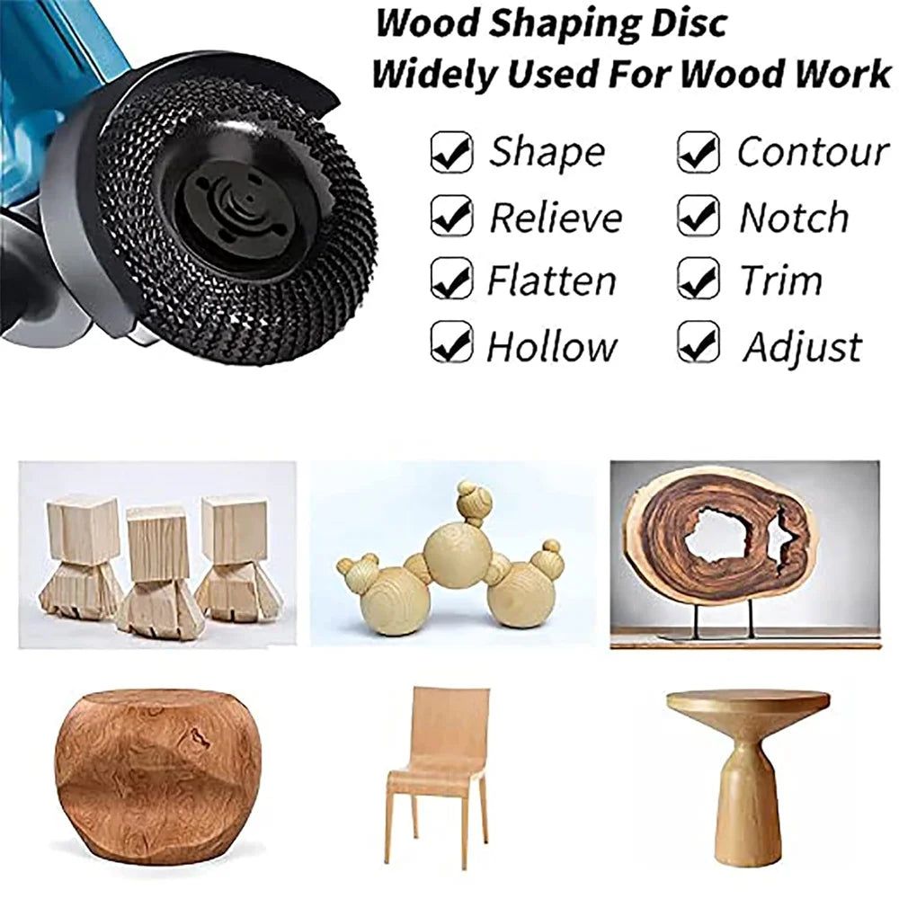1PC Wood Carving Disc Grinder Wheel Disc 4 Inch Wood Shaping Wheel Wood Grinding Shaping Disc for Angle Grinders