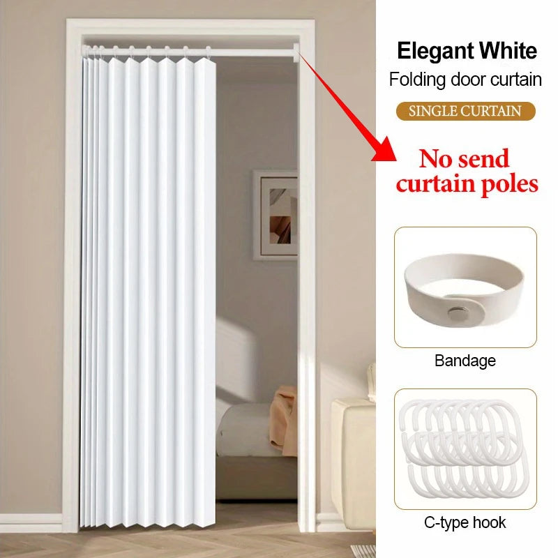 Foldable Door Curtain with Hooks, Privacy and Thermal Insulation