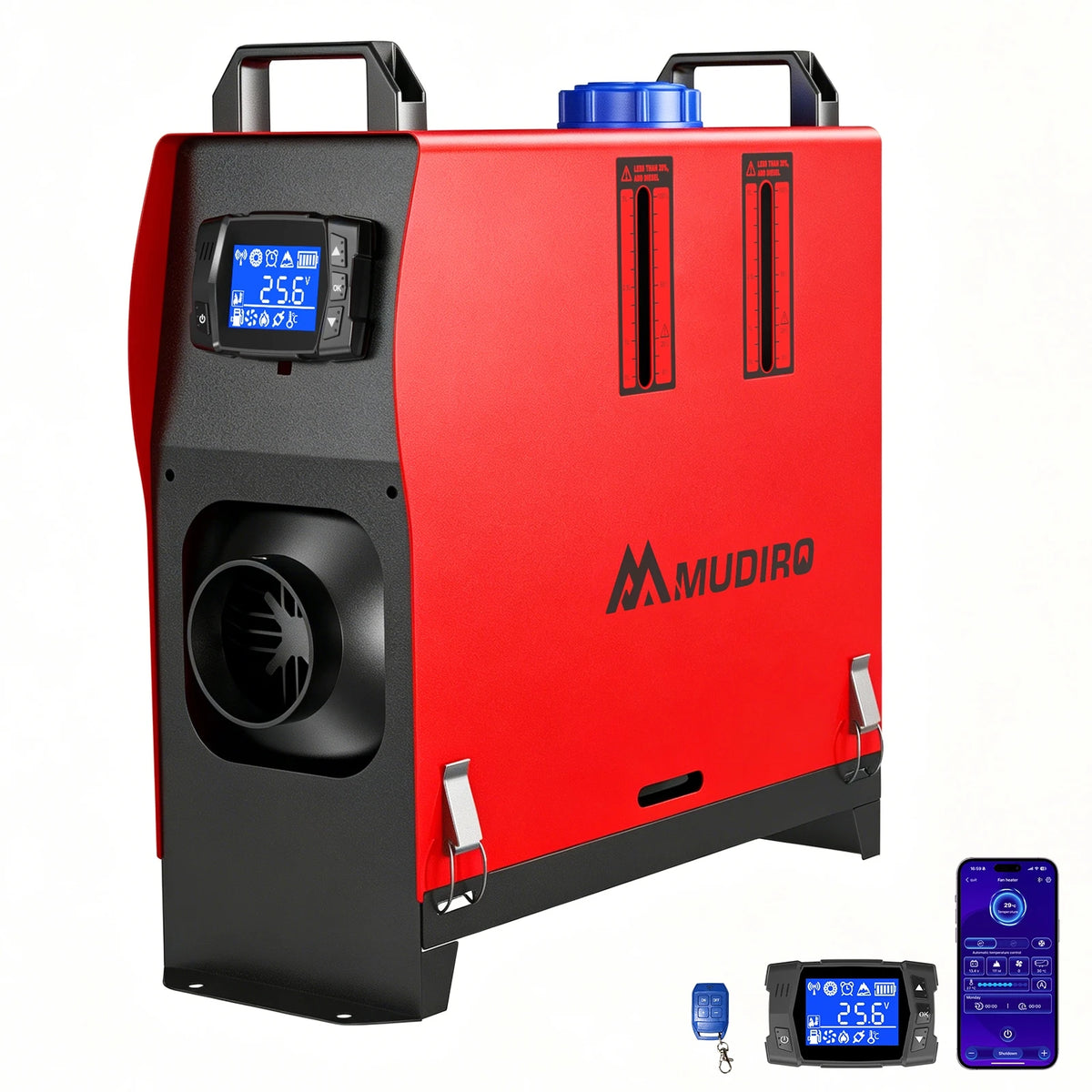 Calentador de aire diésel 8KW 12V/24V/240V con adaptador, panel LCD, aplicación y control remoto