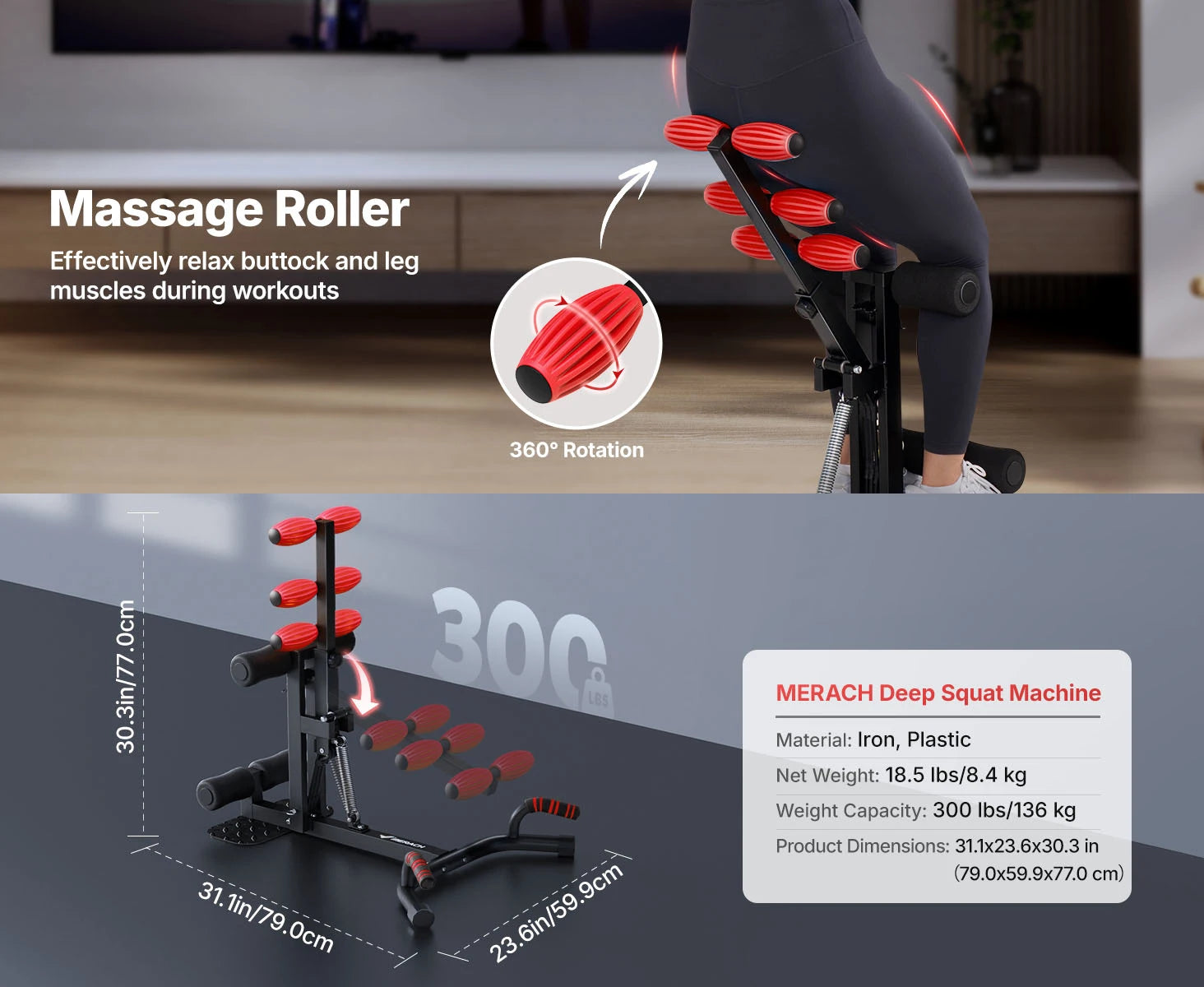 Adjustable Deep Squat Machine with Push-Up Function for Full Body Workouts