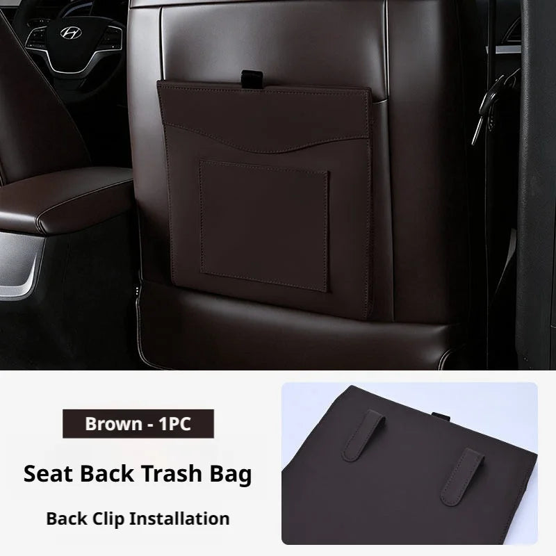 SEAMETAL Car Back Seat Trash Bin with Lid Leakproof Hanging Garbage Organizer Foldable Waterproof Seatback Storage Garbage Bin