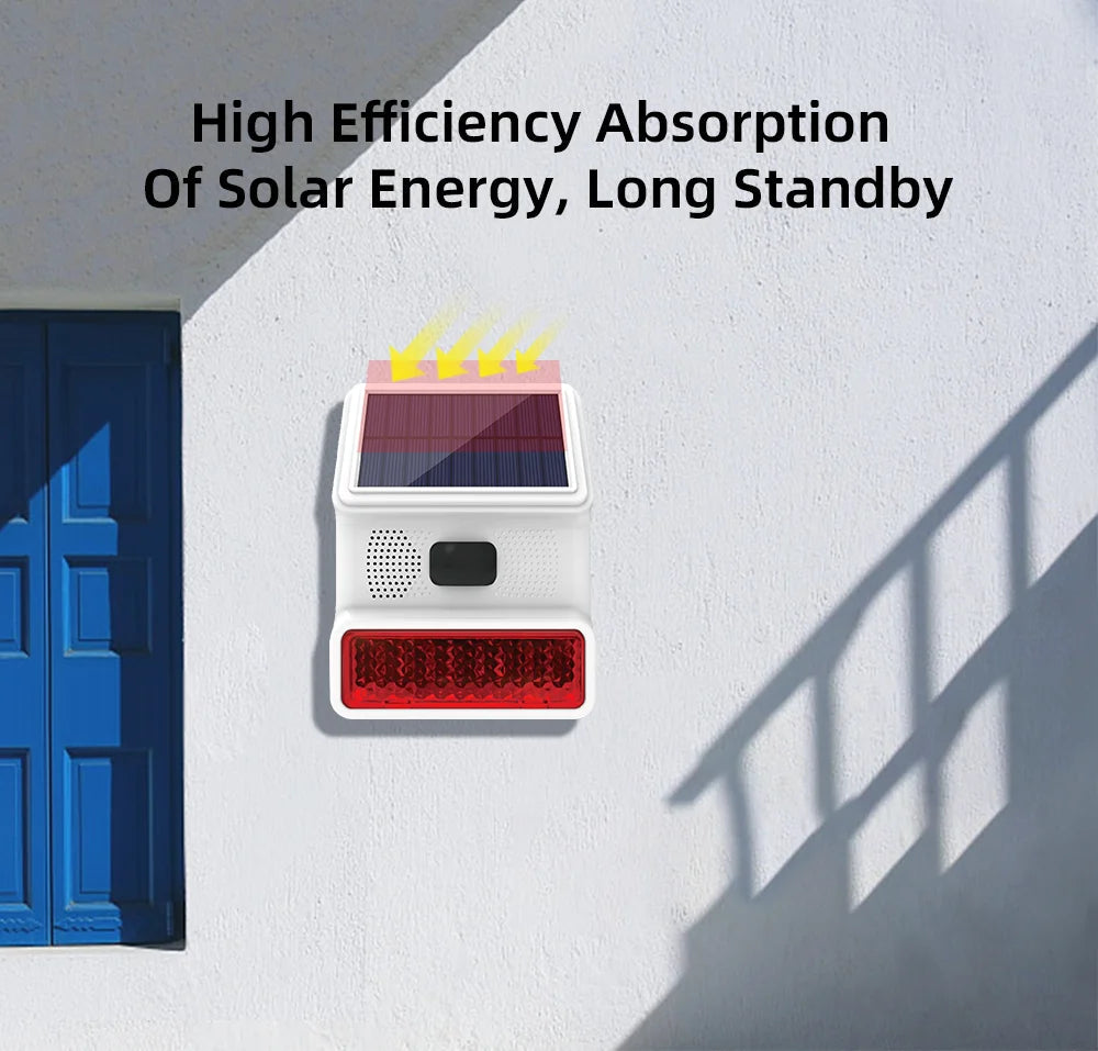 Powered Strobe Sound Flash Waterproof Wireless Outdoor Solar Siren Alarm Siren for 433MHz Wifi GSM Alarm System