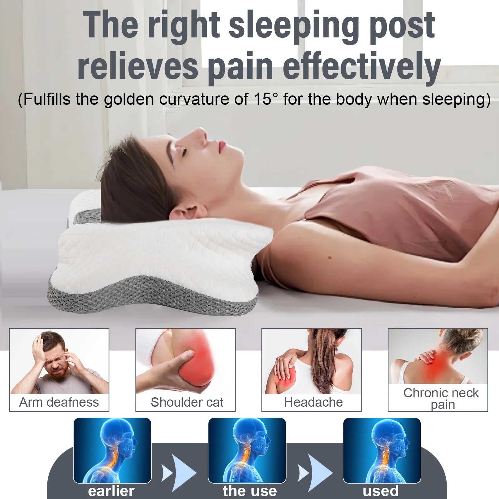 Fjäril Memory Foam Nackkudde för Sidosovare och Ryggsovare
