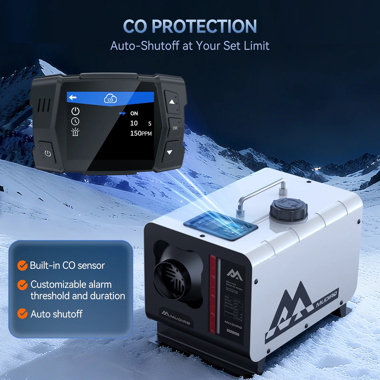 Mudiro 8KW Dizel Isıtıcı CO Koruması ve TFT Kontrol ile