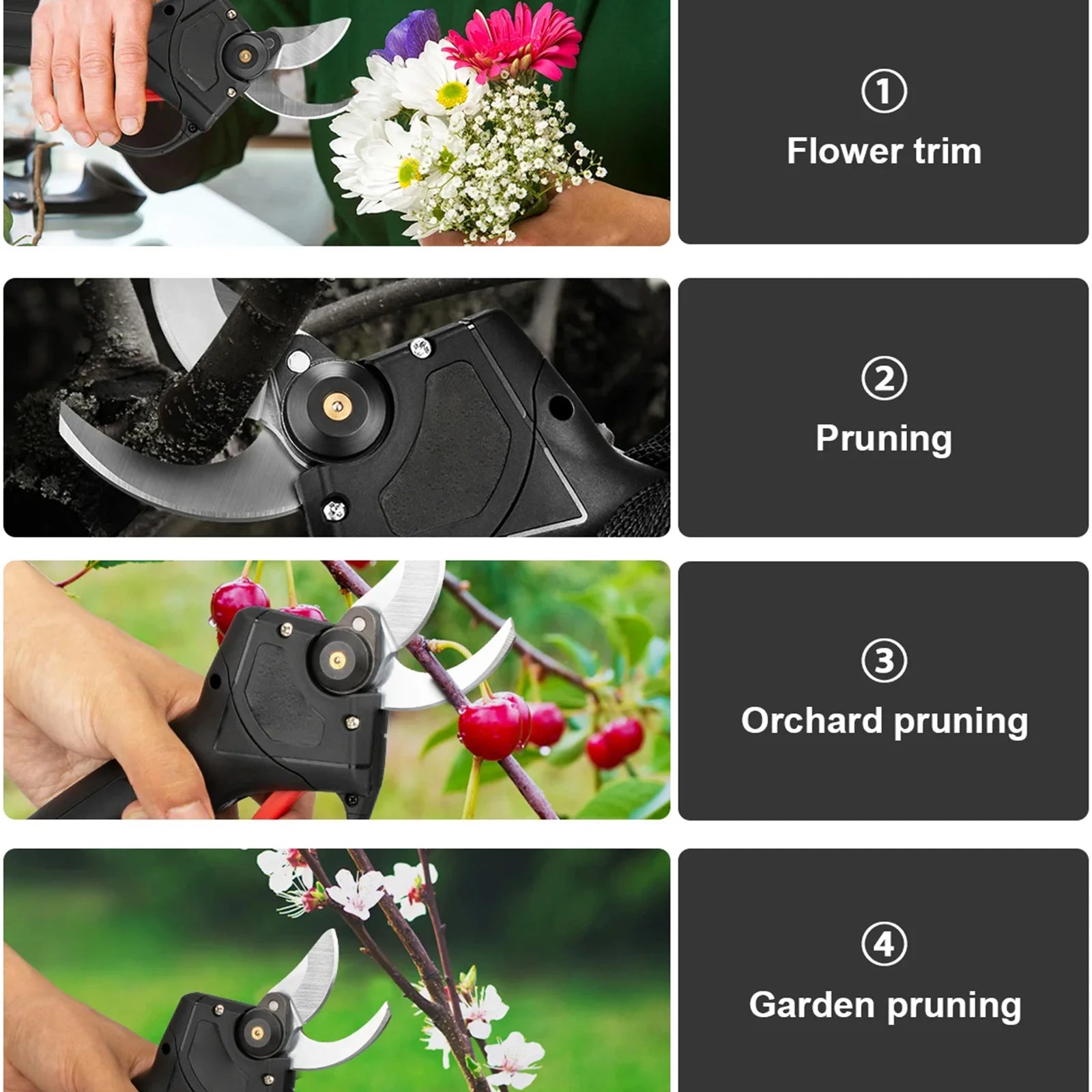 1200W 25mm Cordless Electric Pruner With 21V Batteries