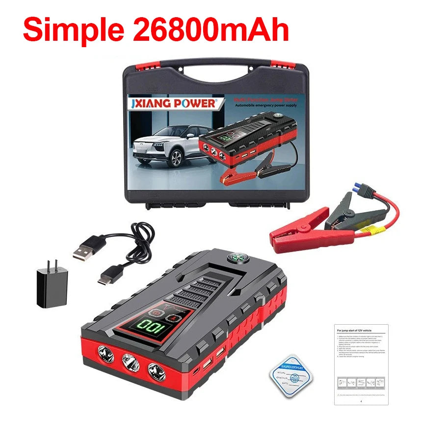 26800mAh Portable Car Jump Starter with 2500A Peak Power