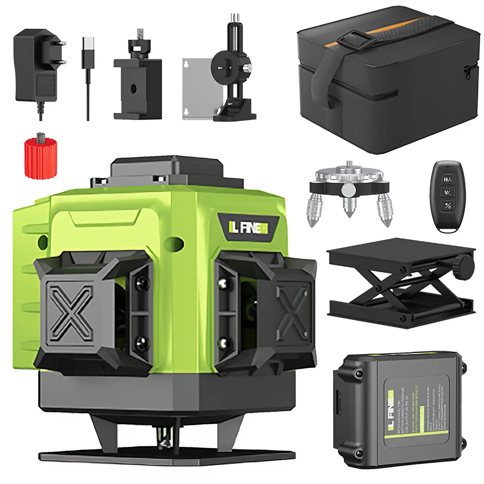 LFINE 4D Laser Level 16 Lines Horizontal And Vertical With Remote Control 16 Lines 360°Self-leveling Laser Levels