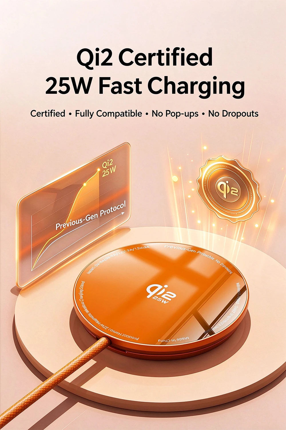 Wireless Charger Charging Station 25W Qi2.2 Fast Charge Compatible with iPhone 18/17/16 Pro Max Huawei Xiaomi and iPad airpods