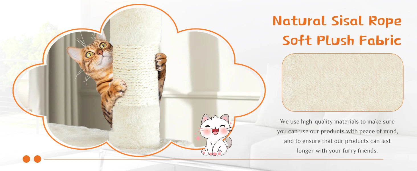 54in Multi-Level Cat Tree Tower with Condo & Sisal Scratching Posts