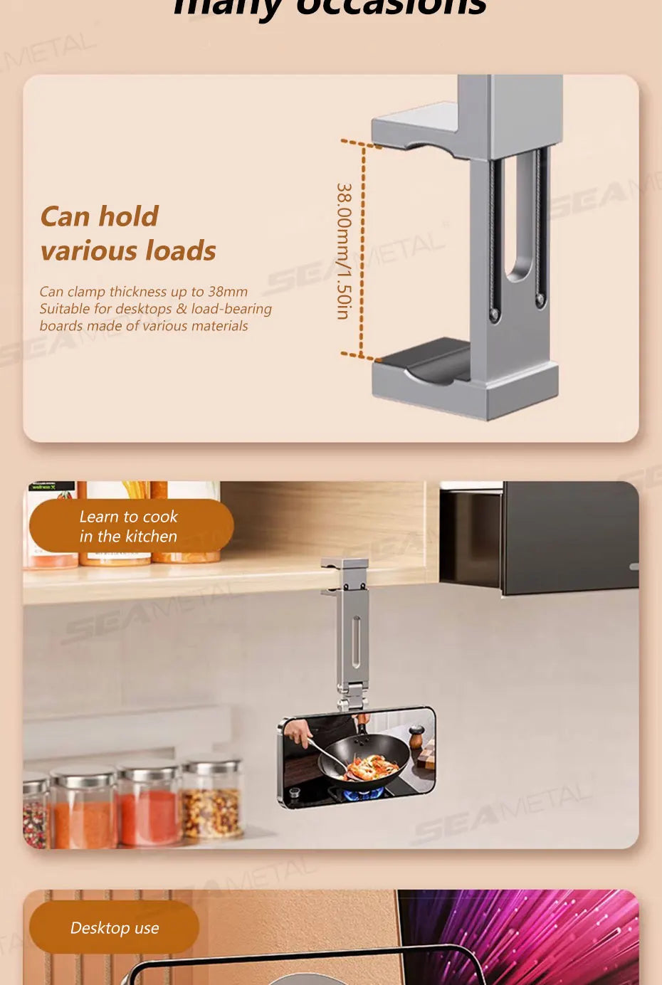 SEAMETAL Portable Magnetic Phone Mount N52 Strong Magnet Tiny Phone Holder for Traveling 360-Degree Rotation Stable Phone Stand