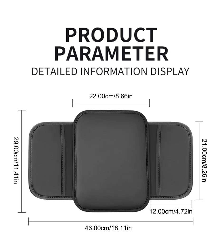 SEAMETAL Car Arm Rest Extension Cushion Anti Scratch PU Leather Armrest Cover Universal Auto Center Console Box Protector Pad