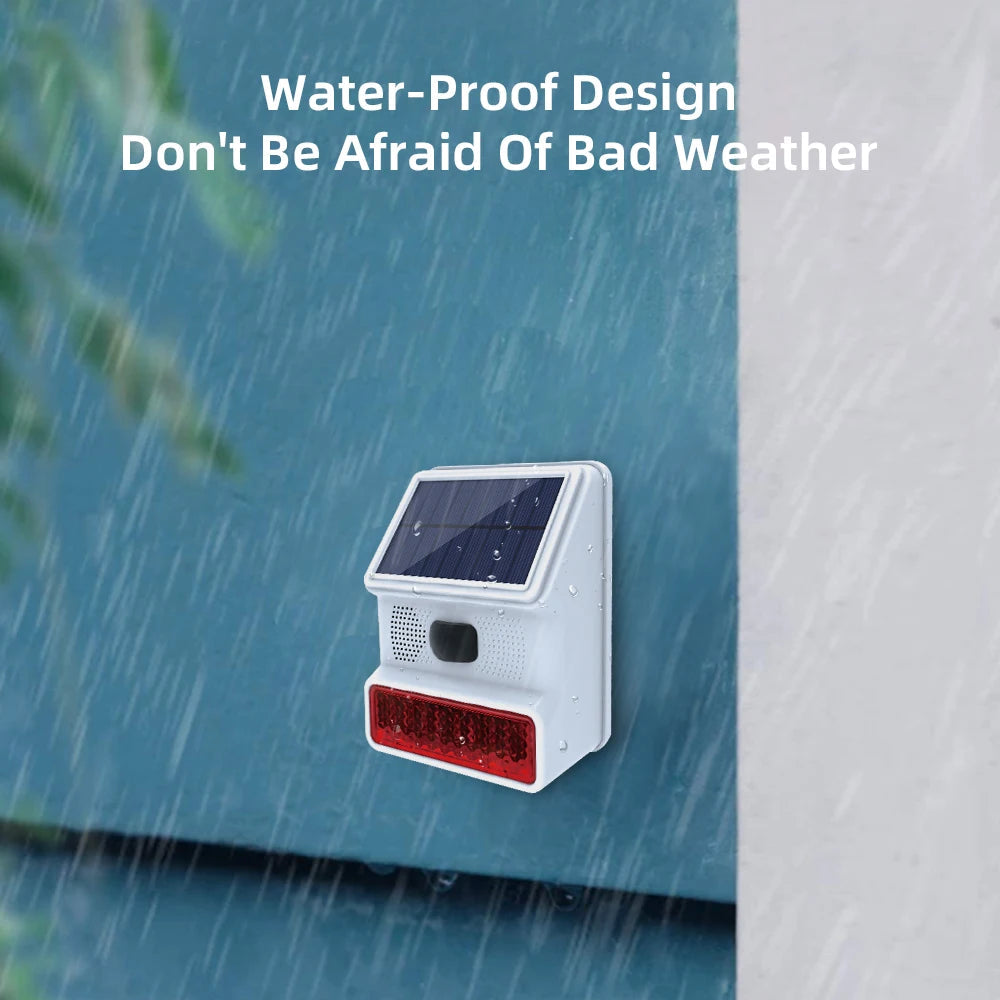 Powered Strobe Sound Flash Waterproof Wireless Outdoor Solar Siren Alarm Siren for 433MHz Wifi GSM Alarm System