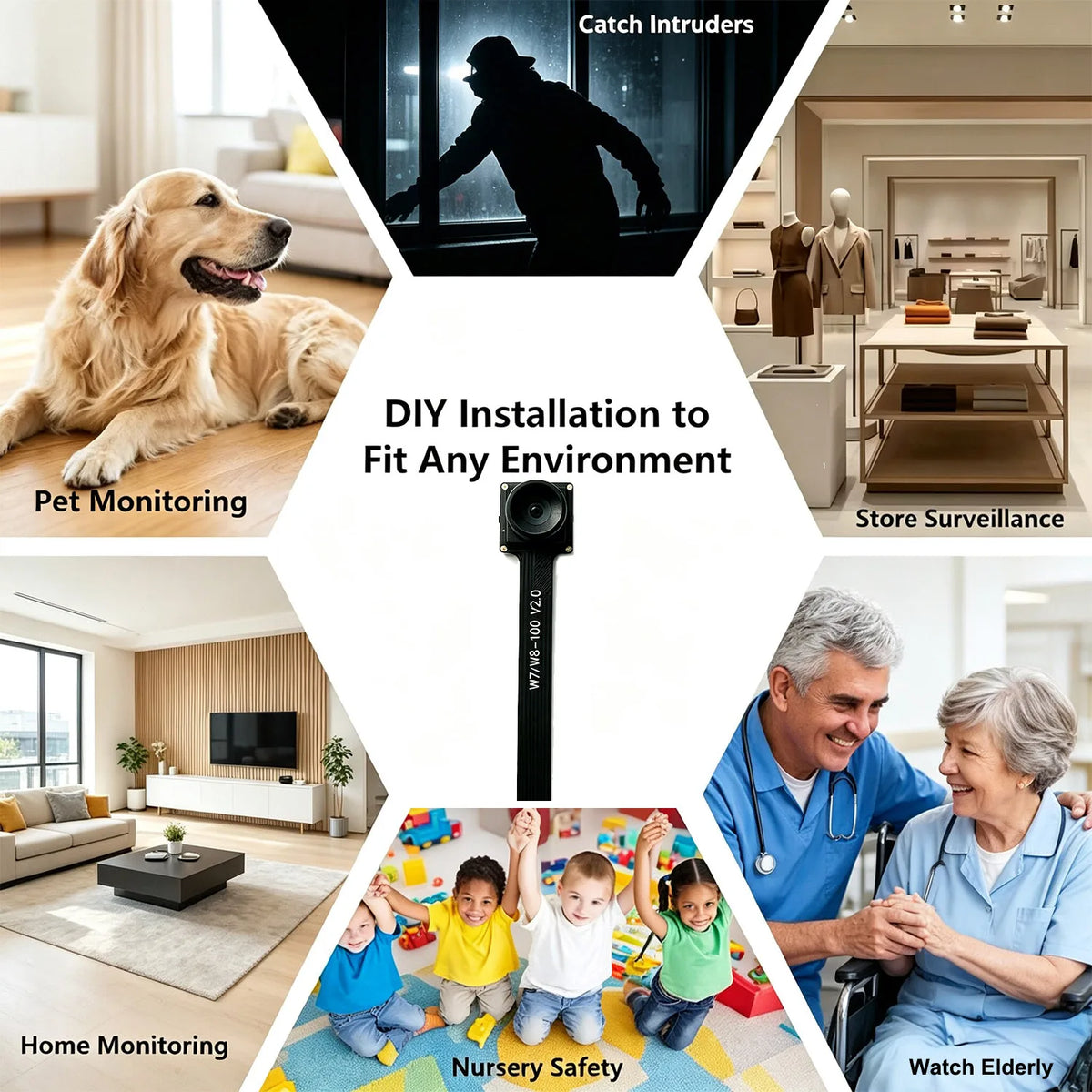 Mini Compact Home Security Camera PCBA Module Flexible Lens Design HD Remote Monitoring Circuit Board Diy WiFi Cam