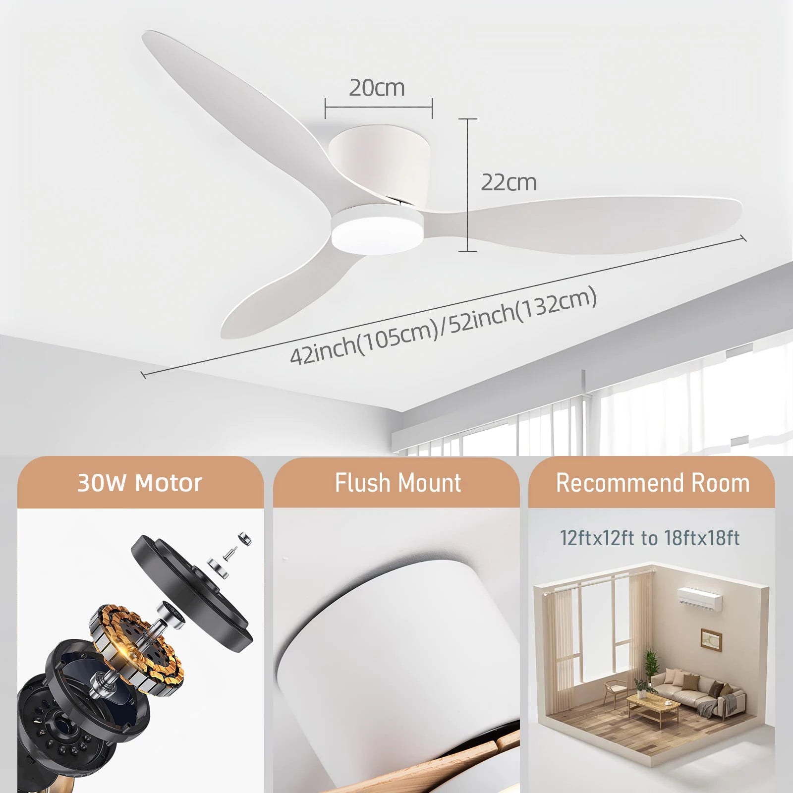 Ceiling Fan with Light and High-Airflow LED for Modern Living Spaces