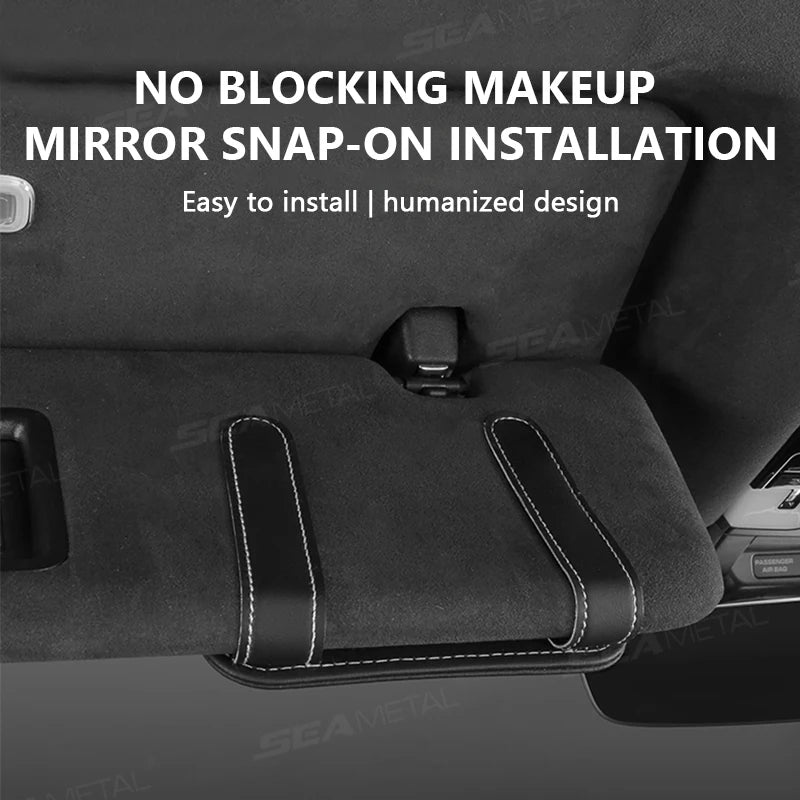 SEAMETAL Car Sun Visor Glasses Clip PU Leather Scratch-Free Sunglasses Holder with Card Storage Bag Universal Eyeglasses Holder