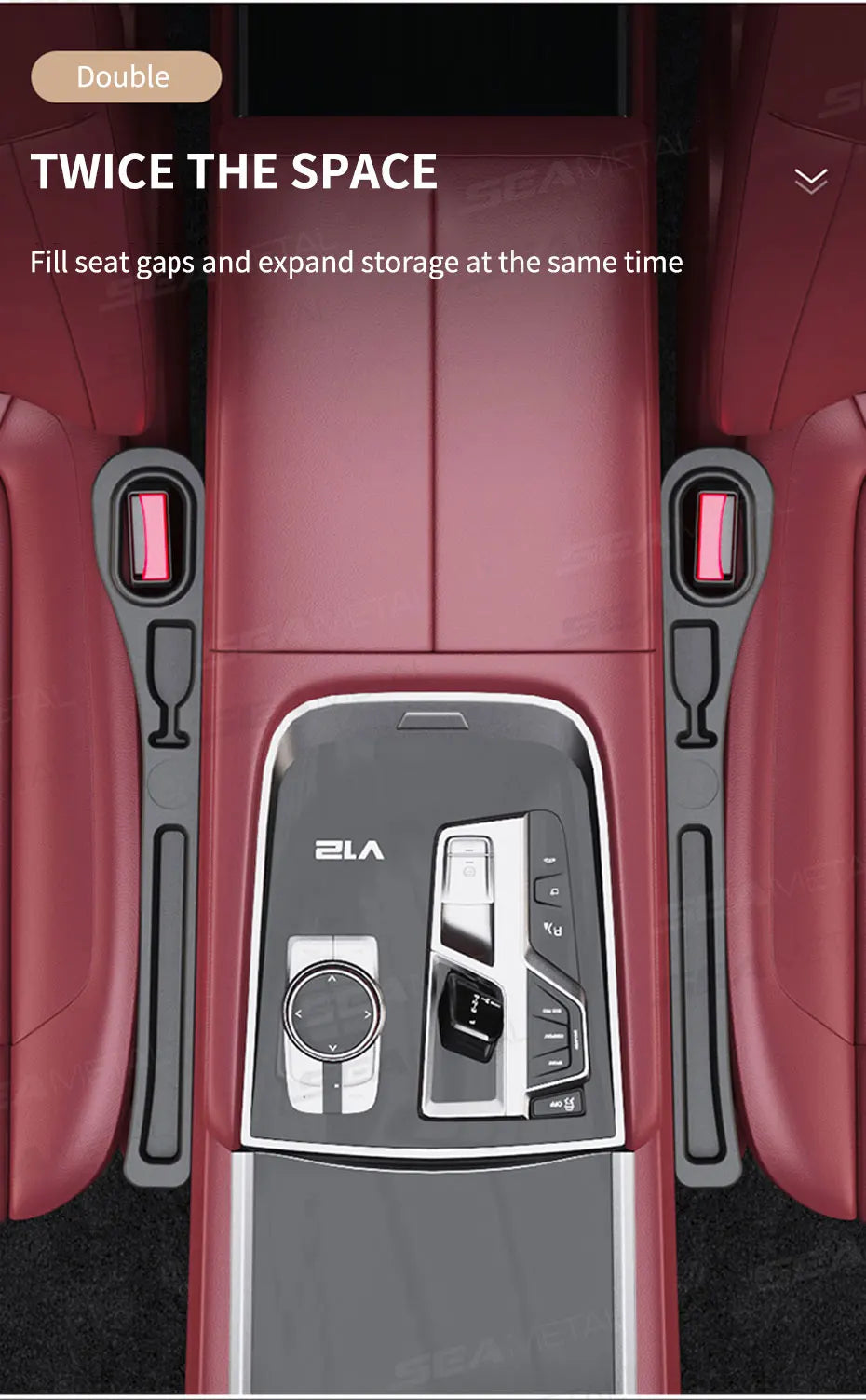 SEAMETAL Upgraded Car Seat Gap Filler 2Pcs Center Console Side Crevice Filler Strip Elastic Seat Gap Filling Strip Drop Blocker