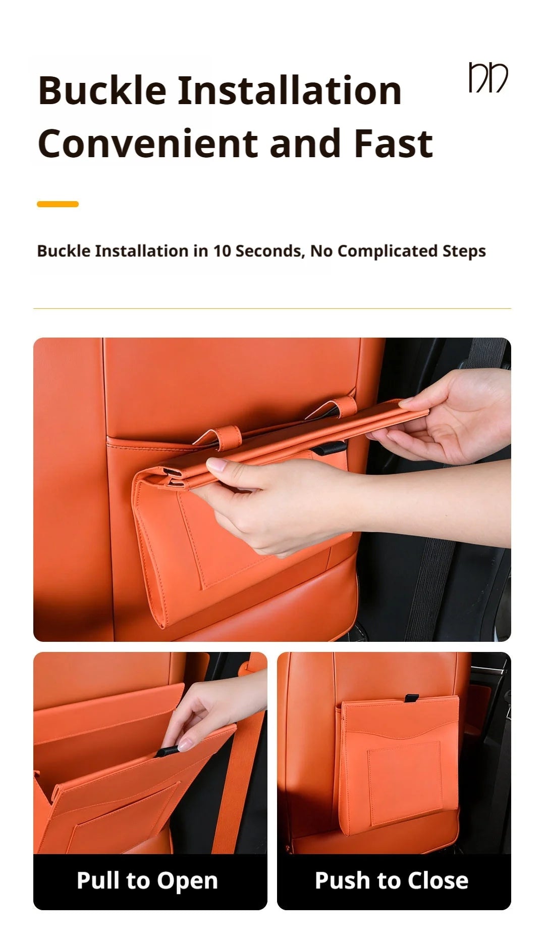 SEAMETAL Car Back Seat Trash Bin with Lid Leakproof Hanging Garbage Organizer Foldable Waterproof Seatback Storage Garbage Bin