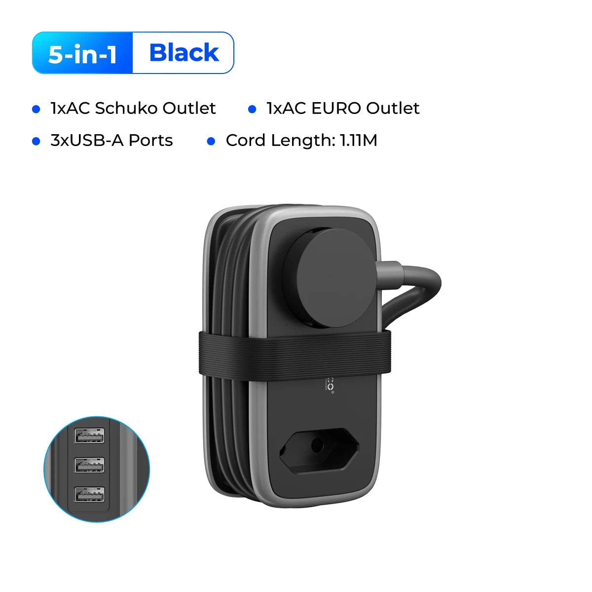 Ciabatta da viaggio ORICO con spina EU e ricarica USB