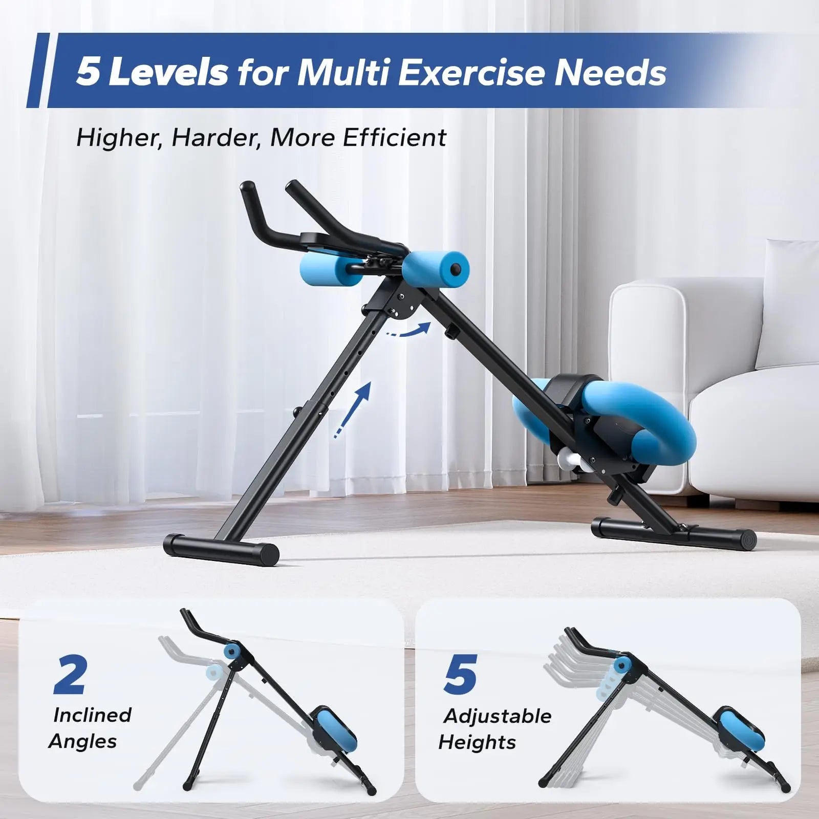 Adjustable Ab Trainer Machine Foldable Core Workout with LCD Monitor