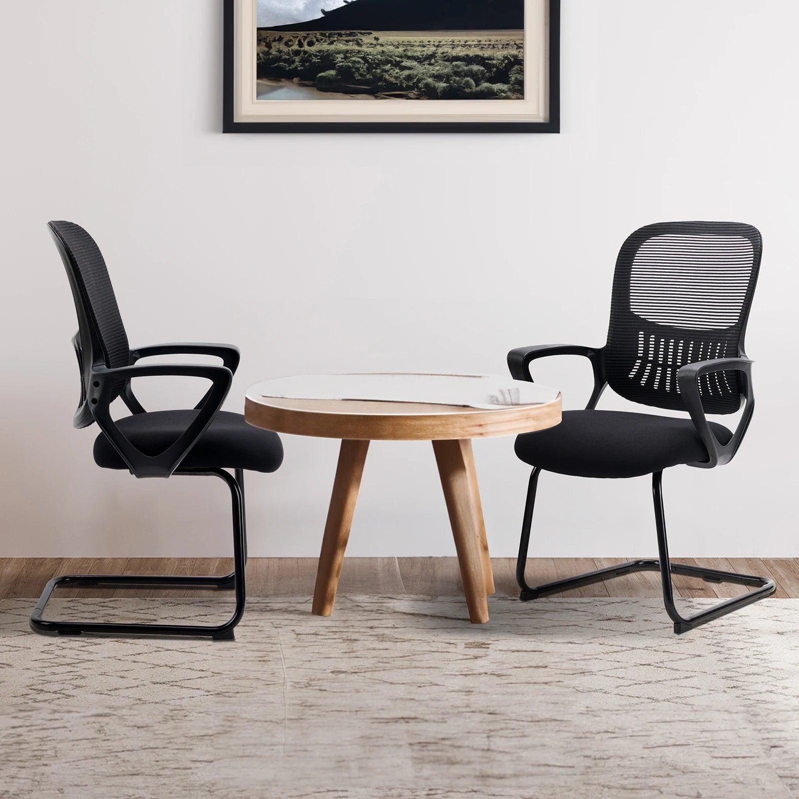 Ergonomic Office Chair No Wheels with Mesh Lumbar Support