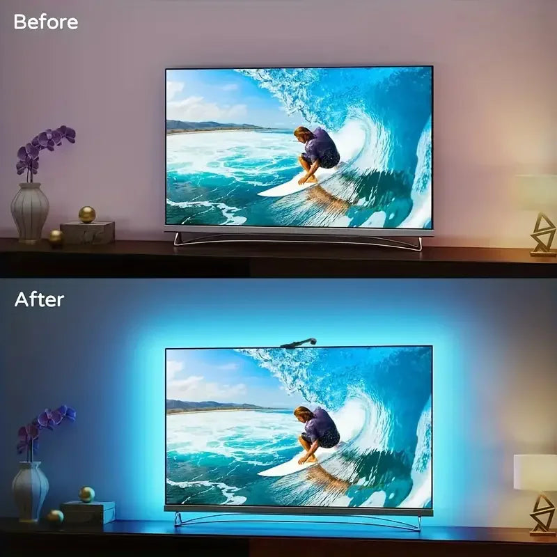 Kit de iluminação traseira RGBIC para TV com câmara