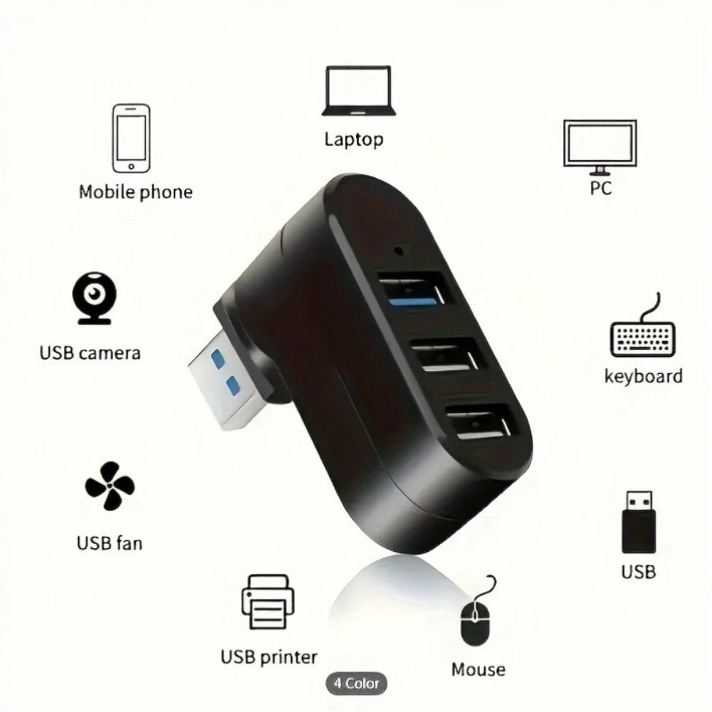 Drehbarer USB-2.0-Hub mit drei Anschlüssen