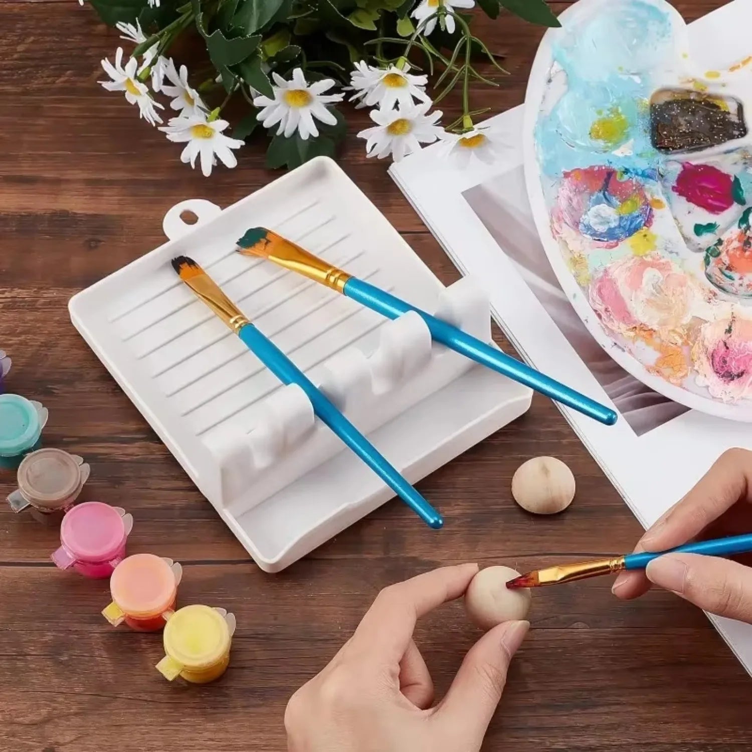 4 Yuvalı Boya Fırçası Dinlendirme Tutacağı