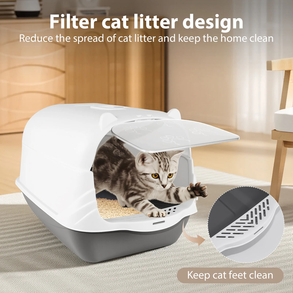 Enclosed Cat Litter Box with Scoop