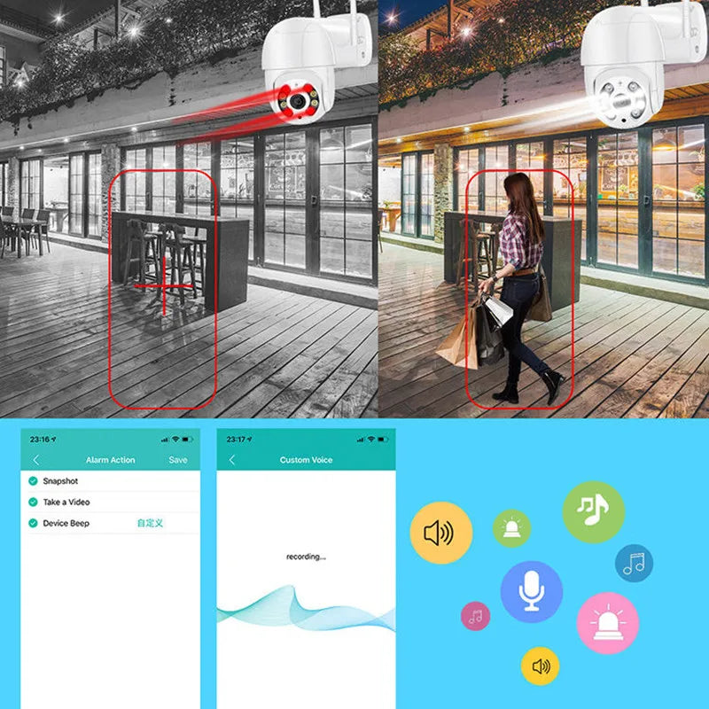 8MP 4K Wireless PTZ Outdoor IP Camera with Color Night Vision and AI Auto Tracking