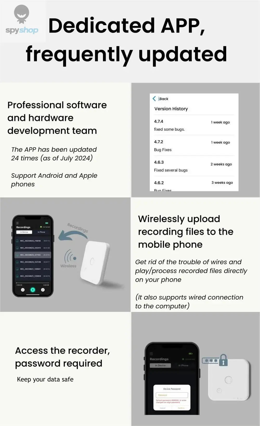 AI-Powered Ai Voice Recorder and Call Recorder with Speech-to-Text & Summarization, Supports 100 Languages, 64GB Storage Spy-shop.com