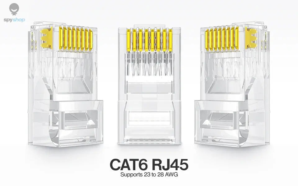 AMPCOM CAT6 RJ45 Modular Plug Connector UTP 50μ Gold-Plated Two-Pieces 8P8C Crimp End for Ethernet Cable, Bulk Ethernet Cable Spy-shop.com